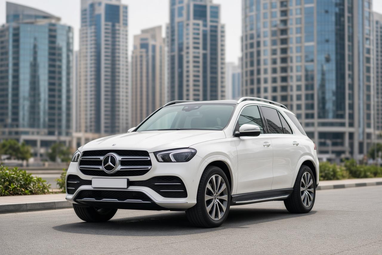 White Mercedes-Benz GLE in Business Bay